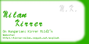 milan kirrer business card